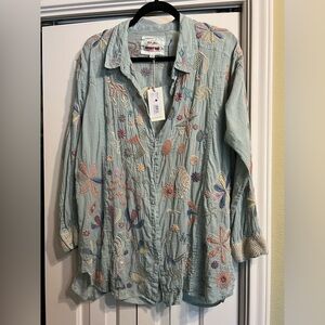 Johnny Was NWT Cosimia Embroidered Top Size Med